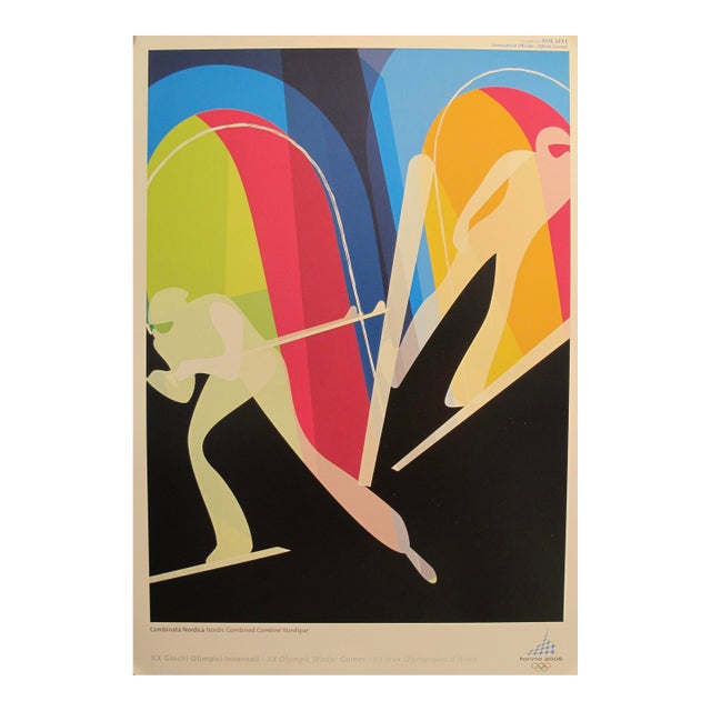 2006 Original Vintage Torino Winter Olympics Poster, Nordic Combined For Sale