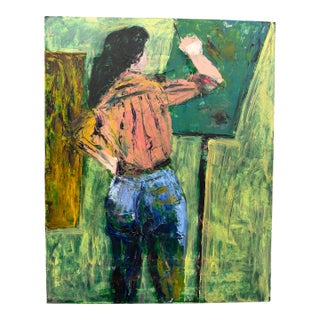 1970s Artist at Her Easel Painting by Floss Romm Dworkin For Sale