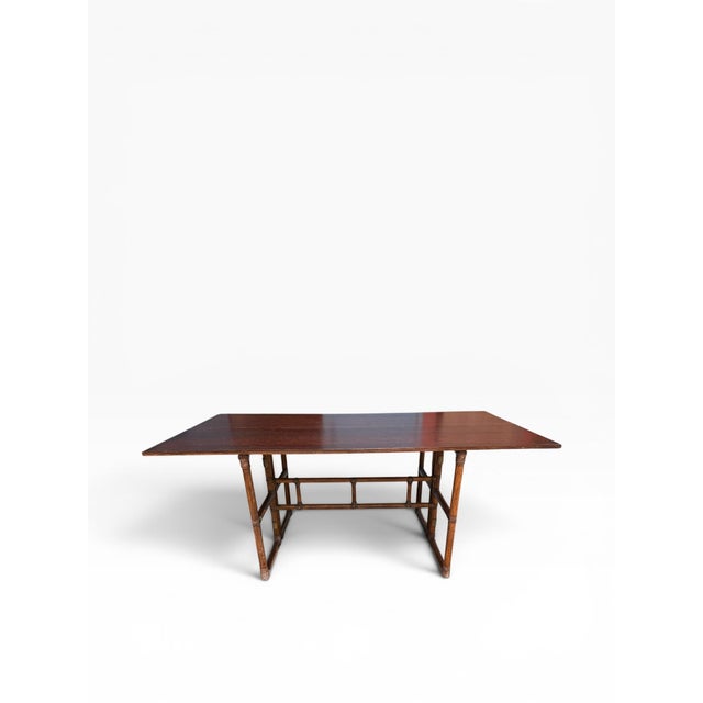 Brown Vintage McGuire San Francisco Convertible Bamboo & Rosewood Dining Console Table For Sale - Image 8 of 17