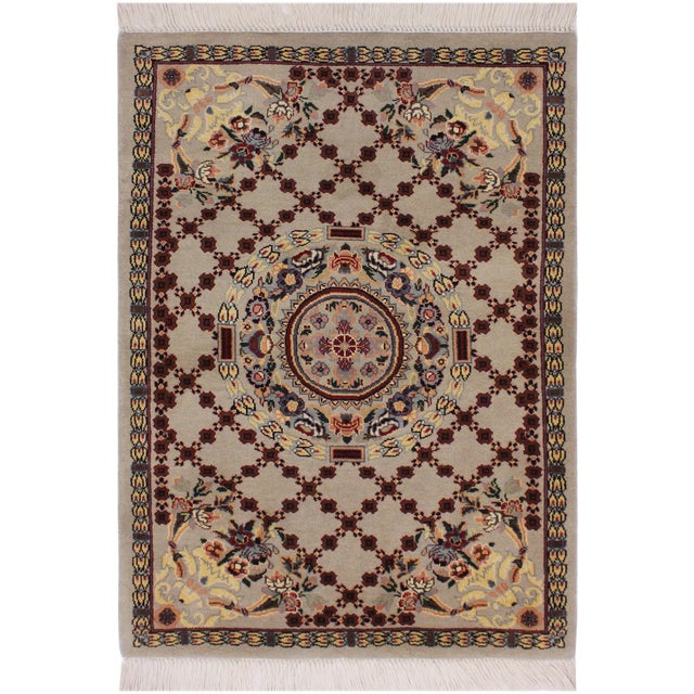 Shabby Chic Pak-Persian Taupe/Yellow Wool Rug - 2'1'' X 3'2'' For Sale - Image 9 of 9