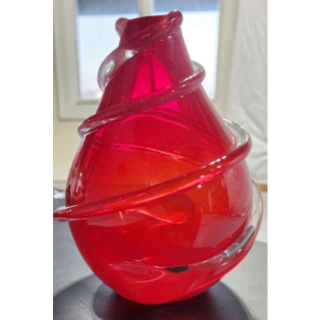 Modern Stunning Signed Silas Kern Studio Art Glass Hand-Blown Vase For Sale - Image 3 of 6