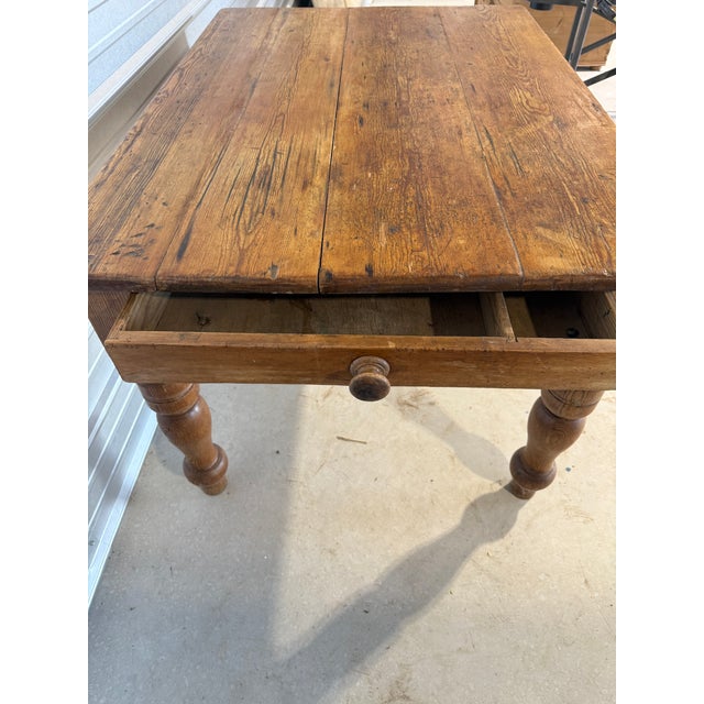 Antique Pine Table With One Drawer From England For Sale - Image 16 of 18