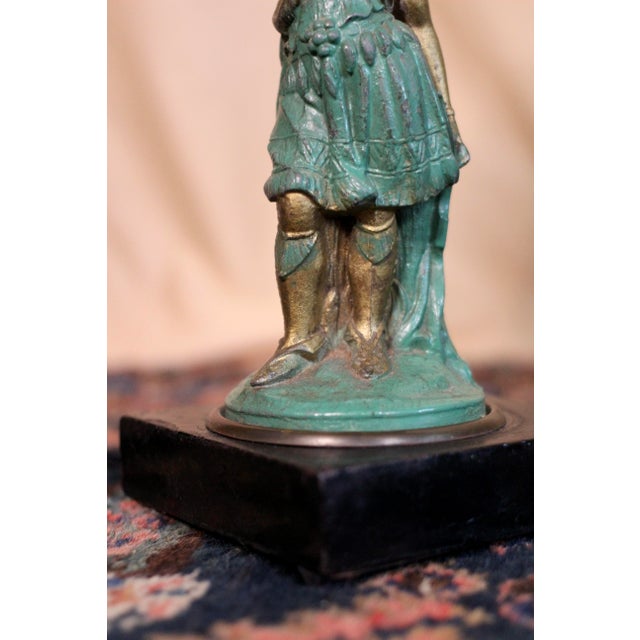 Late 19th Century Eclectic Bronze Woman Lamp With Popsicle Stick Shade For Sale - Image 13 of 17