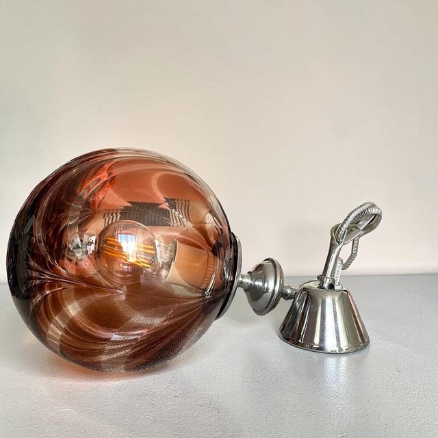 Portuguese Art Deco Globe Pendant Light by Marinha Grande, 1960s For Sale - Image 9 of 17