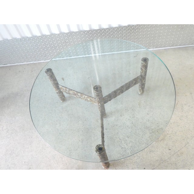 1970's Brutalist Multi Color Welded Metal Three Leg Coffee Table For Sale - Image 11 of 12