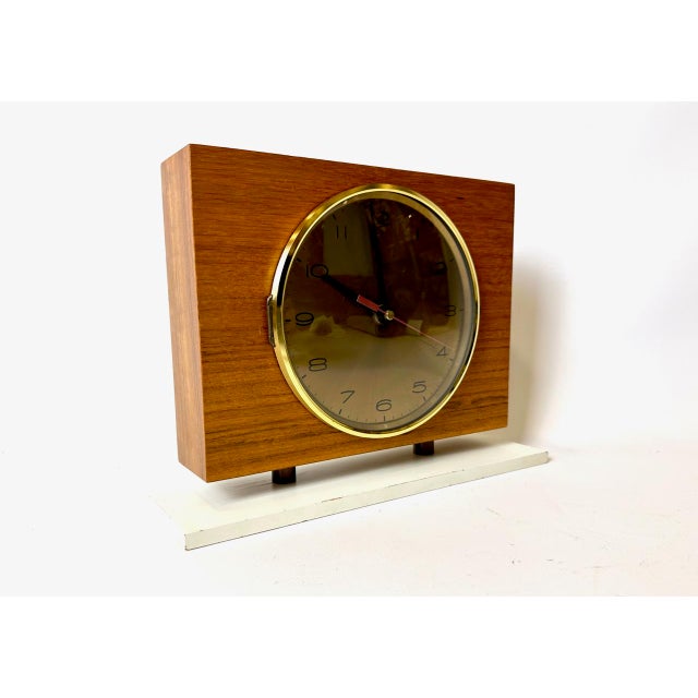 Mid-Century Modern Teak and Brass Table Clock from Emes, 1960s For Sale - Image 4 of 17