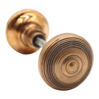 Pair of 1910s Corbin At&t Polished Brass Passage Door Knobs For Sale