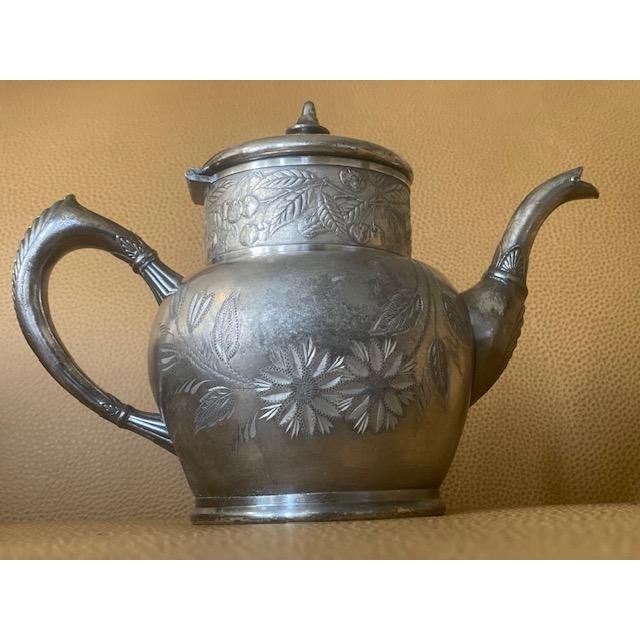Mid-Century Modern 1930s Wm Rogers Vintage Quadruple Silverplate Teapot Rosebud Top For Sale - Image 3 of 6