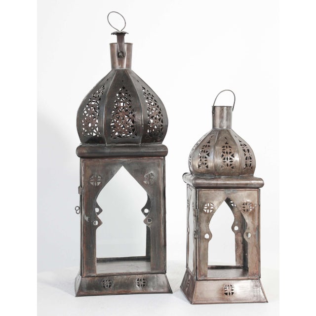 Moroccan Square Tole and Clear Glass Candle Lantern For Sale - Image 9 of 18