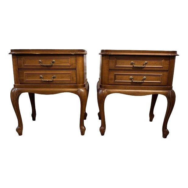 Vintage French Carved Bedside Tables, Set of 2 For Sale
