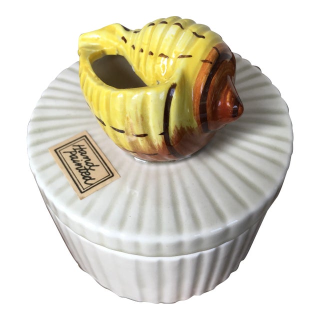 Vintage Fitz & Floyd Ceramic Shell Box For Sale