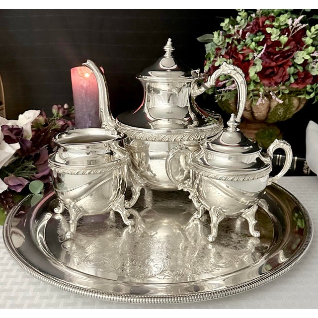 Vintage Silver Plated Tea Service Set Maker Hs - 4 Pieces For Sale - Image 4 of 10