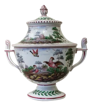 19th Century Porcelain Covered Vase with Landscape by Richard Ginori