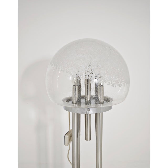 Metal Mid-Century Modern Space Age Chrome and Murano Glass Floor Lamp, Italy, 1970s For Sale - Image 7 of 17