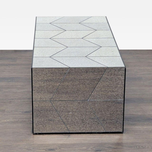 West Elm West Elm Mirrored Herringbone Coffee Table For Sale - Image 4 of 6