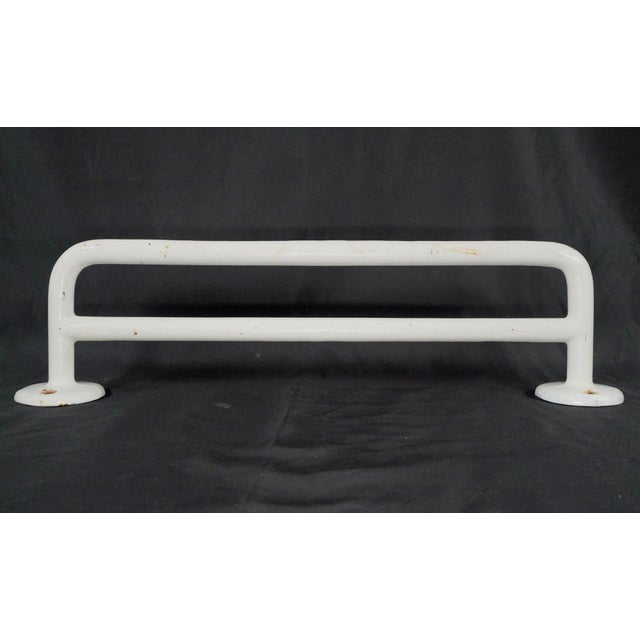 Mid 20th Century Vintage French White Enameled Cast Iron Double Towel Rack For Sale - Image 5 of 8
