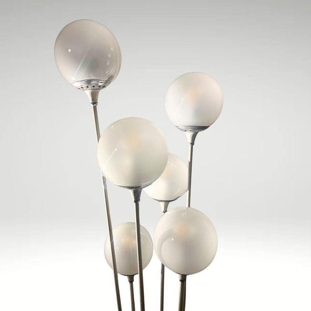 Glass Alberello Floor Lamp in White Metal & Marble Base from Stilnovo, 1960s For Sale - Image 7 of 8