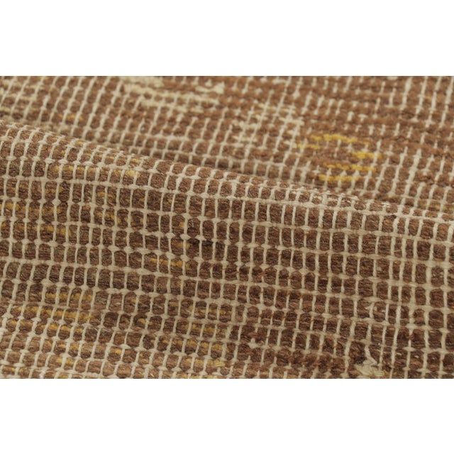 Antique Distressed Khotan Rug in Brown & Gold Geometric Design - Rug & Kilim For Sale - Image 9 of 9