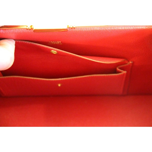 Metal Red Leather Briefcase Bag with Shoulder Strap from Hermès, 1990s For Sale - Image 7 of 18