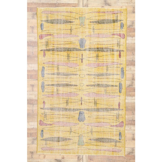 Gold Zeki Muren Vintage Turkish Sivas Rug, 05'05 X 08'11 For Sale - Image 8 of 9