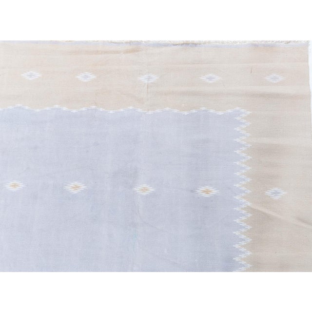 Doris Leslie Blau Mid-Century Indian Dhurrie Soft Beige Flatweave Cotton Carpet For Sale - Image 4 of 9