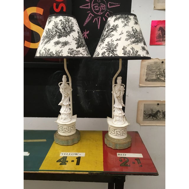 Vintage Porcelain Lamps - A Pair For Sale - Image 9 of 9
