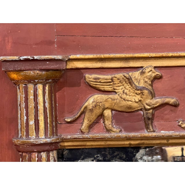 Early 19th Century Continental Neoclassical Parcel-Gilt and Red Painted Mirror For Sale - Image 9 of 10