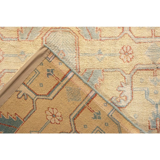 1920s 1920s Agra Runner in Blue and Yellow in Geometric Pattern For Sale - Image 5 of 6