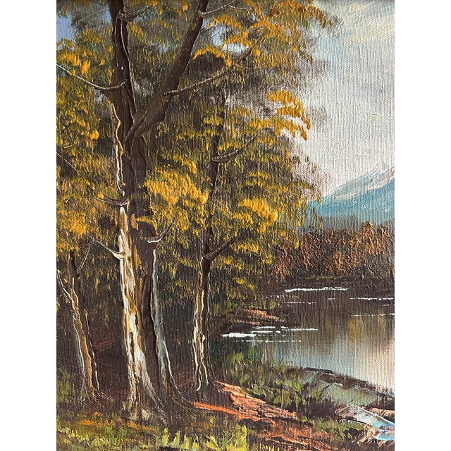 Mid Century Impressionist Landscape Oil Painting of the Sierra Nevada Mountain Range With Autumn Trees For Sale In Philadelphia - Image 6 of 7