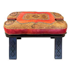 Moroccan Hand Made Leather and Wood Bench