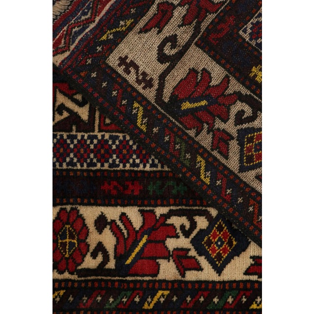 Textile Rug & Kilim’s Afghani Baluch Rug in Beige With Red and Blue Geometric Patterns For Sale - Image 7 of 8
