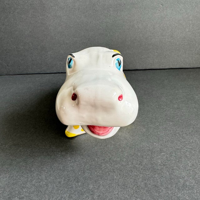 Vintage Hippo Piggy Bank Italian Hand Painted Made in Italy For Sale - Image 6 of 8