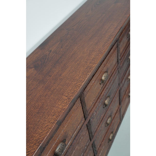 French Oak Hardware Store Apothecary Cabinet, 1920s-1930s For Sale - Image 12 of 16