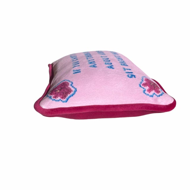 Contemporary Pink Velvet Alice Roosevelt Longworth Sassy Quote Toss Pillow For Sale - Image 3 of 4