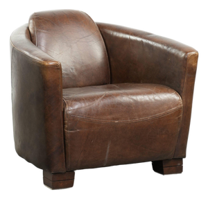Club Chair in Brown Cowhide Leather