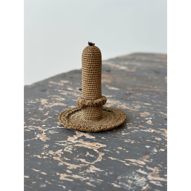 Textile Antique Sailor-Made Macramé Trompe l'Oeil Chamberstick, Circa Early 20th Century For Sale - Image 7 of 10