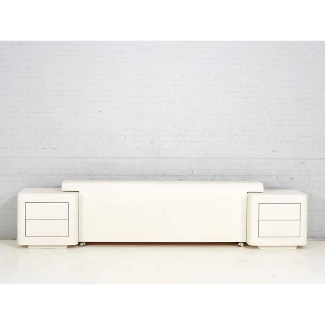 Sculpture Materials Post Modern Plaster Headboard W/Nightstands, 1970 For Sale - Image 7 of 13