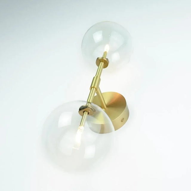 Contemporary Dawn Dual Brass Wall Sconce by Schwung For Sale - Image 3 of 6