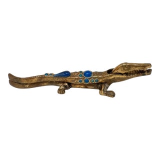 Midcentury Brass Alligator Nutcracker For Sale