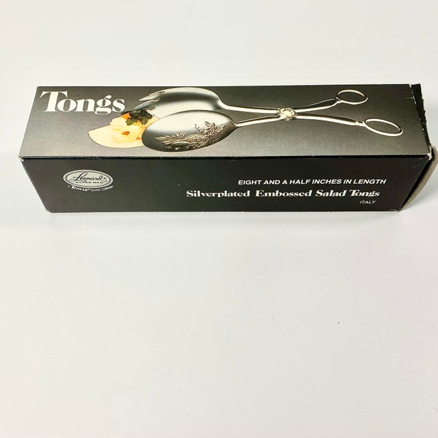 Mid-Century Hollywood Regency Italian Towle Silver Plate Etched Salad Tongs For Sale - Image 16 of 17