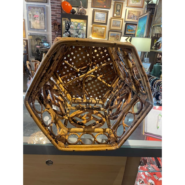 1970s Vintage MCM Brighton Pavilion Octagon Bamboo Side Table For Sale - Image 5 of 10