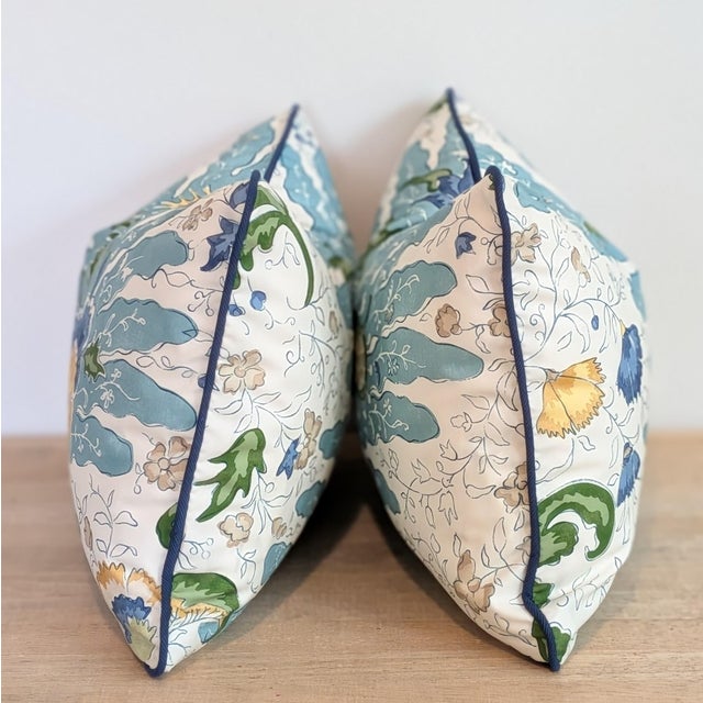Not Yet Made - Made To Order Brunschwig & Fils Riviere Aqua Lunbar Pillows With Blue Cord- Double Sided Pair For Sale - Image 5 of 7