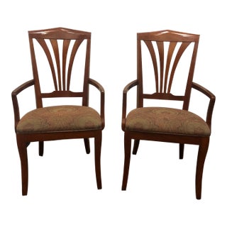1990s Ethan Allen Medallion Chairs - Set of Two For Sale