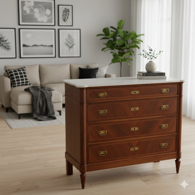 Chest of Drawers with Marble Top For Sale - Image 6 of 18