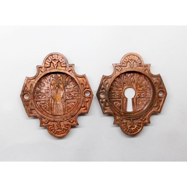 Metal Double Pocket Door Aesthetic Corbin Mortise Lock Set For Sale - Image 7 of 9