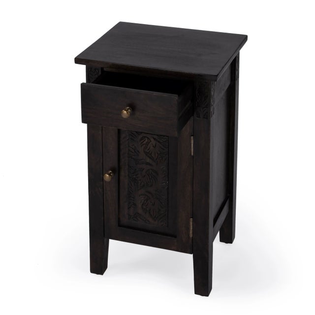 Transitional Switra 1 Door 1 Drawer Accent Table, Dark Brown For Sale - Image 3 of 10