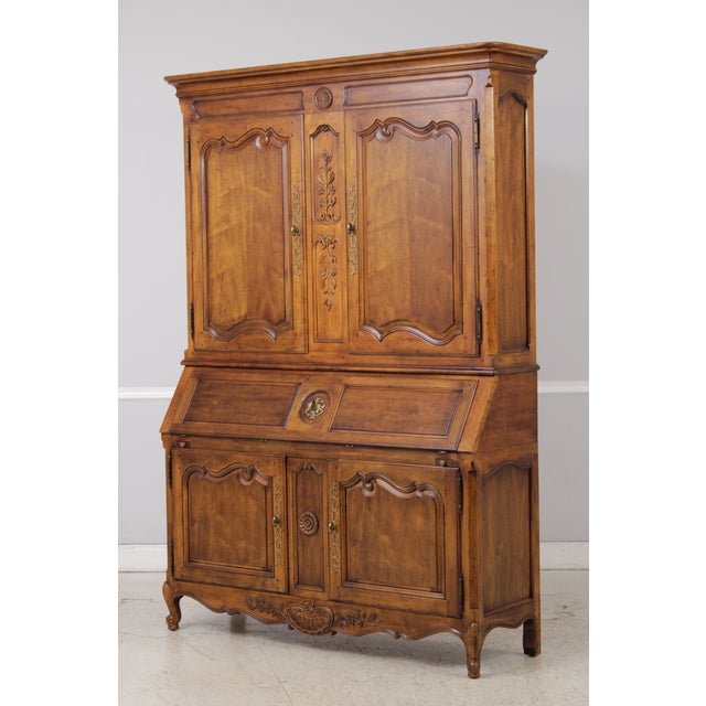 French Henredon Large French Style Walnut Secretary Desk For Sale - Image 3 of 18