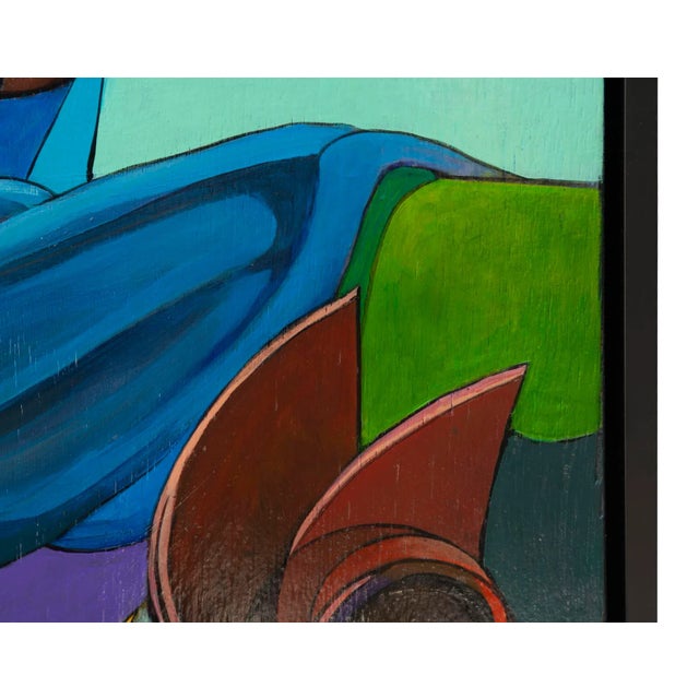 2010s Contemporary Framed Cubist Painting on Wood Panel For Sale - Image 5 of 9