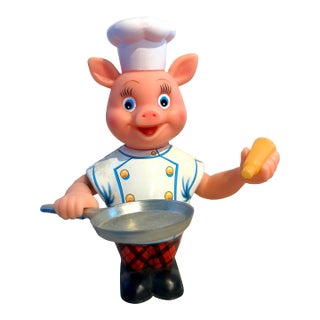 Rocket Usa Mechanical Piggy Chef Wind-Up Toy #903 Original Box Works Collectible For Sale