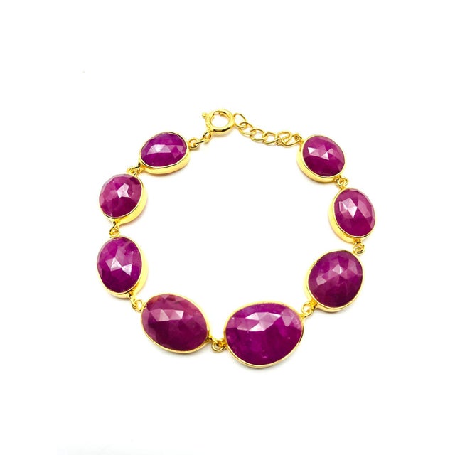 Metal Bochic "Rough Cut" Natural Red African Rubies Set In 18K Gold & Silver For Sale - Image 7 of 18
